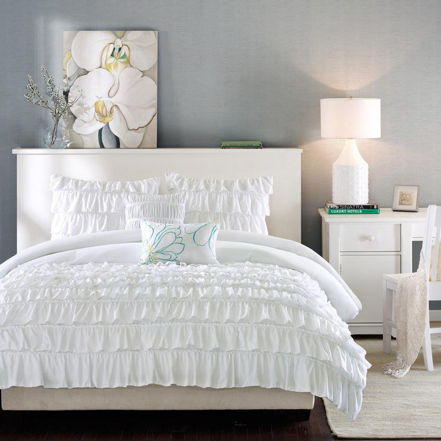 Olliix.com Comforters & Blankets - Waterfall Comforter Set White Twin/Twin XL