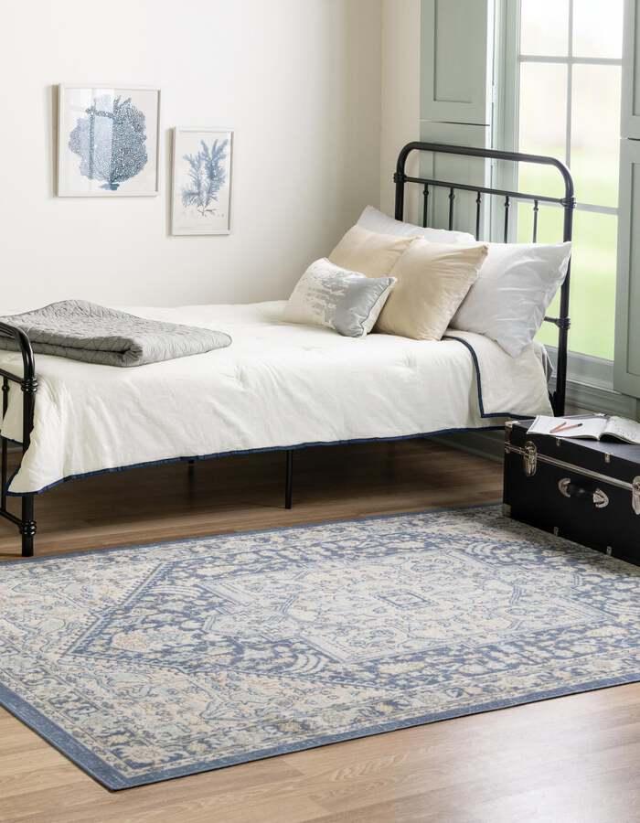 Unique Loom Indoor Rugs - Whitney Coastal 10x14 Rectangular Rug French Blue