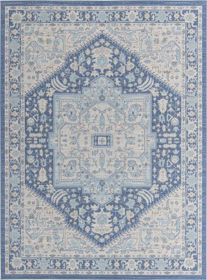 Unique Loom Indoor Rugs - Whitney Coastal 10x14 Rectangular Rug French Blue