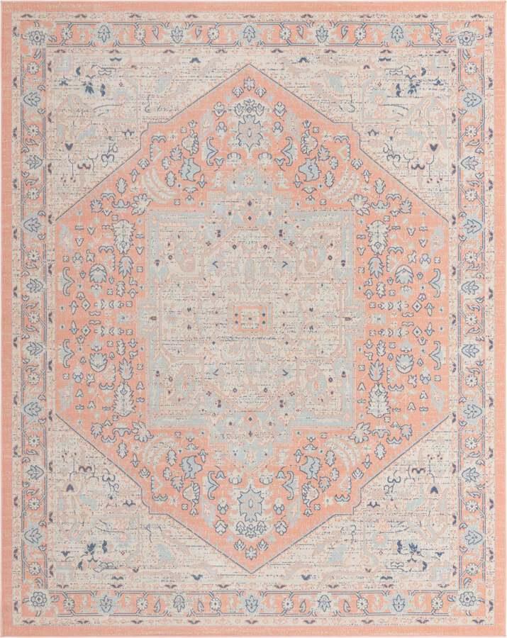 Unique Loom Indoor Rugs - Whitney Coastal 10x14 Rectangular Rug Powder Pink