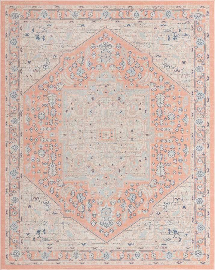 Unique Loom Indoor Rugs - Whitney Coastal 10x14 Rectangular Rug Powder Pink