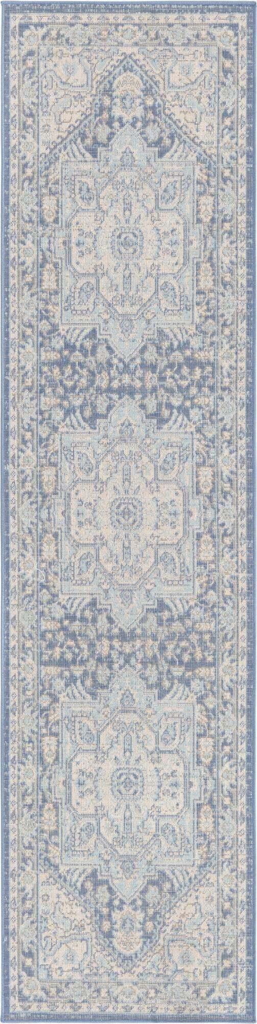 Unique Loom Indoor Rugs - Whitney Medallion 8 Ft Runner Rug French Blue & Multicolor