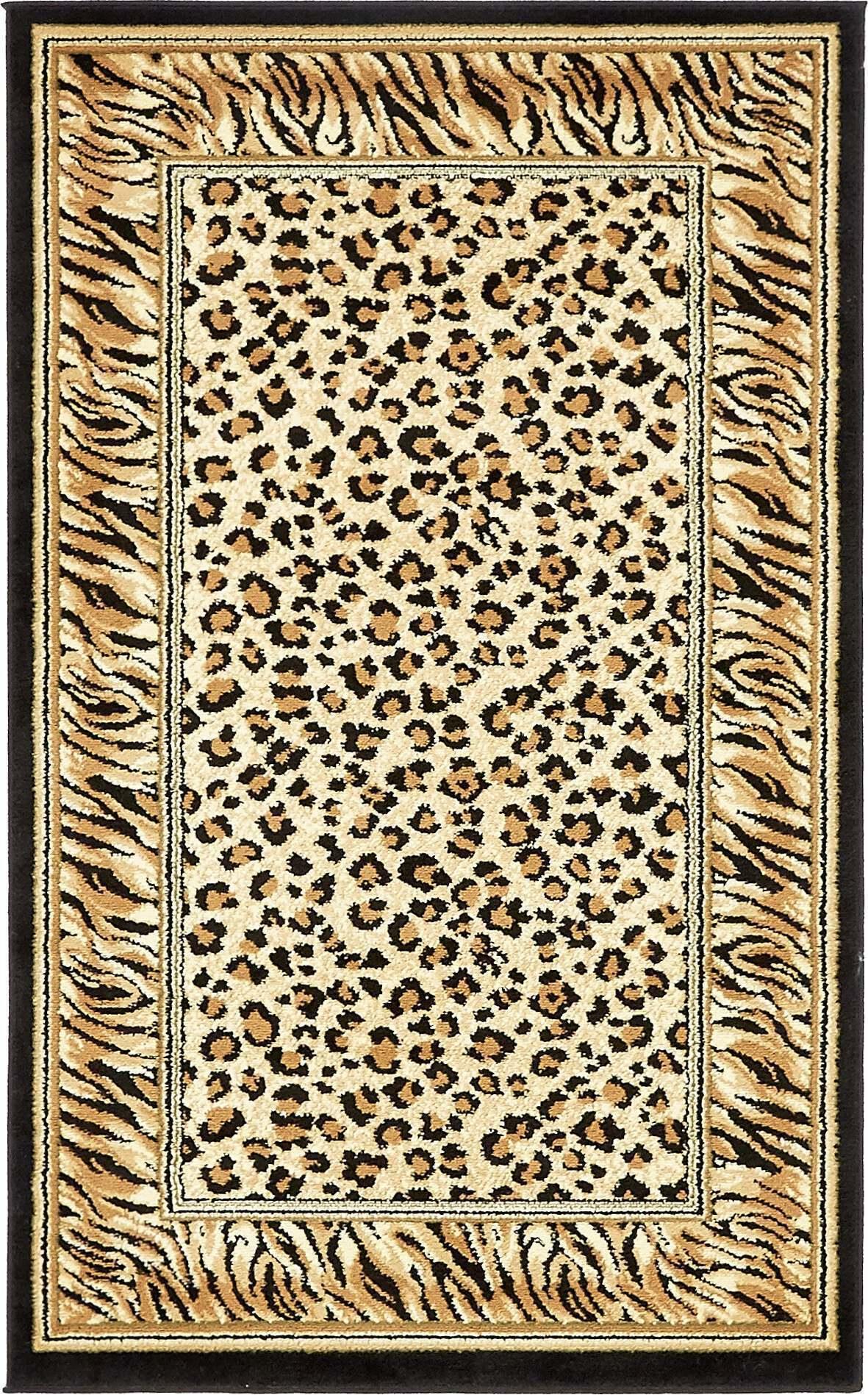 Unique Loom Indoor Rugs - Wildlife Border 3x5 Rug Ivory & Multicolor