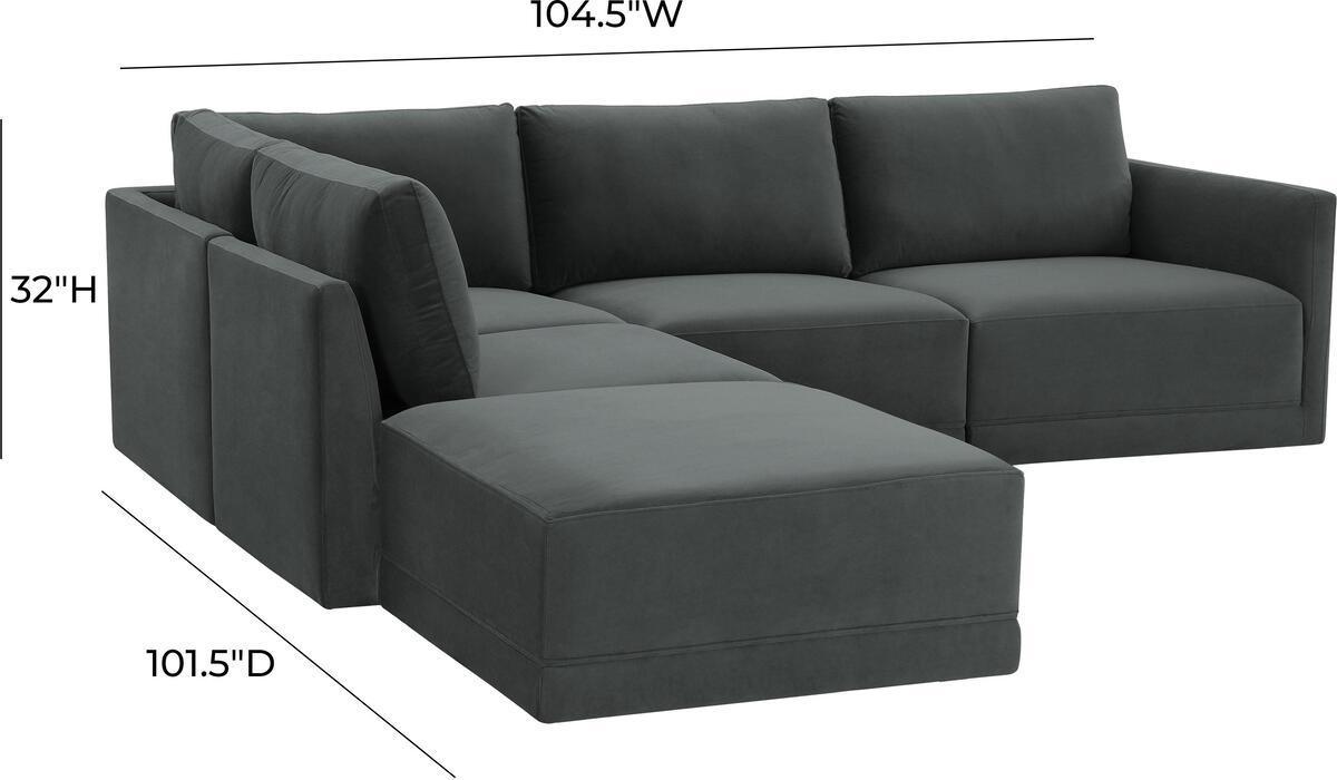 Tov Furniture Sectional Sofas - Willow Charcoal Modular LAF Sectional