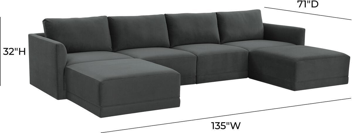 Tov Furniture Sectional Sofas - Willow Charcoal Modular U Sectional