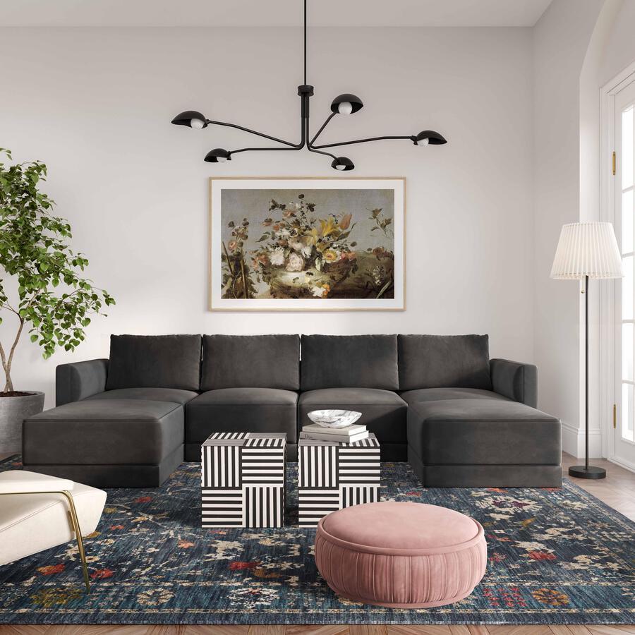 Tov Furniture Sectional Sofas - Willow Charcoal Modular U Sectional