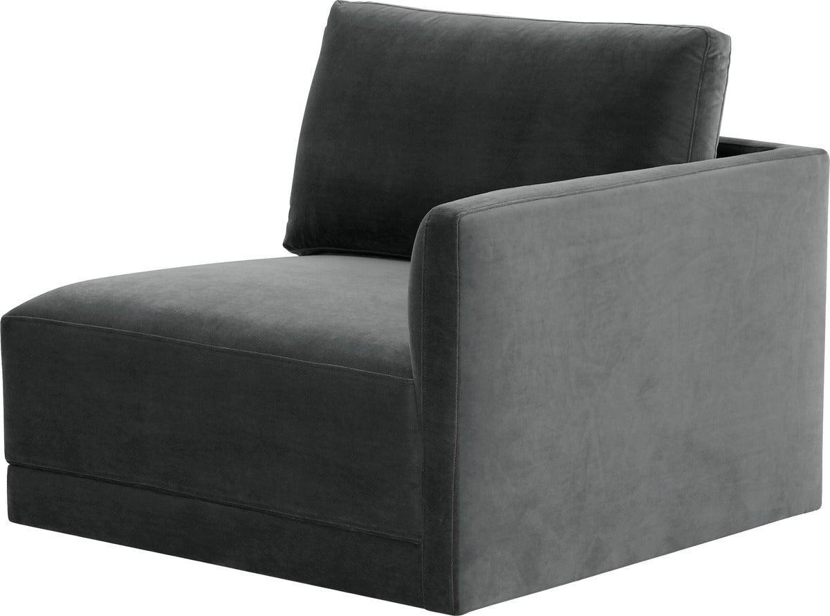 Tov Furniture Accent Chairs - Willow Charcoal RAF Corner Chair