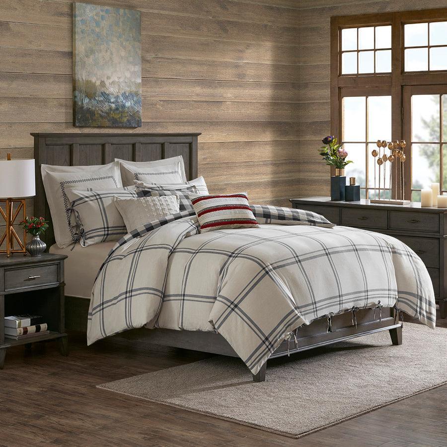 Olliix.com Comforters & Blankets - Willow King Oak Farm House Reversible Cotton Comforter Set Gray