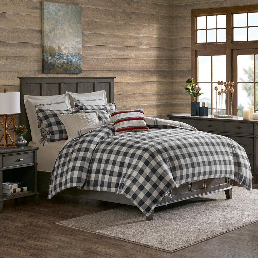 Olliix.com Comforters & Blankets - Willow King Oak Farm House Reversible Cotton Comforter Set Gray