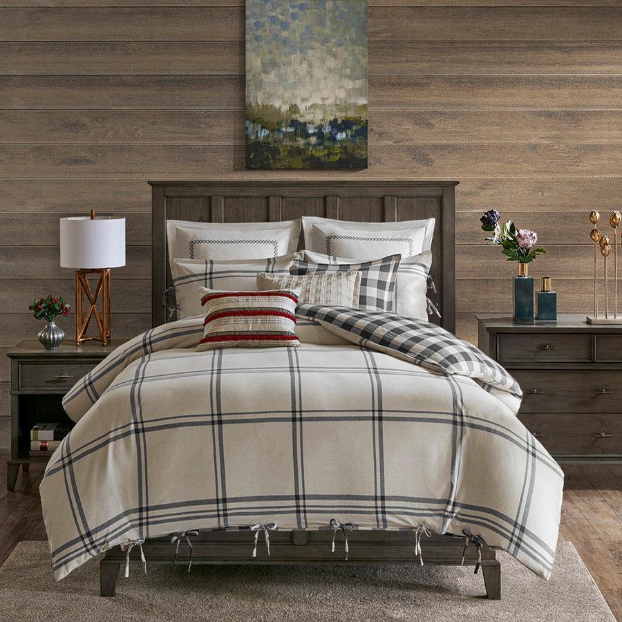 Olliix.com Comforters & Blankets - Willow King Oak Farm House Reversible Cotton Comforter Set Gray