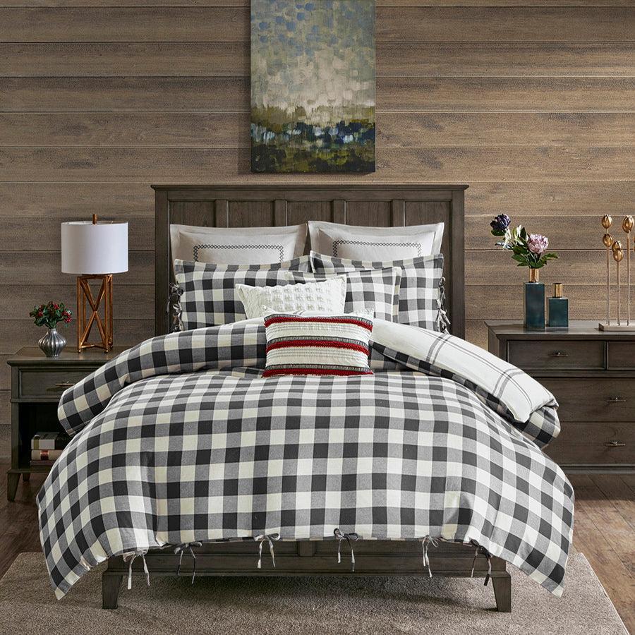 Olliix.com Comforters & Blankets - Willow King Oak Farm House Reversible Cotton Comforter Set Gray