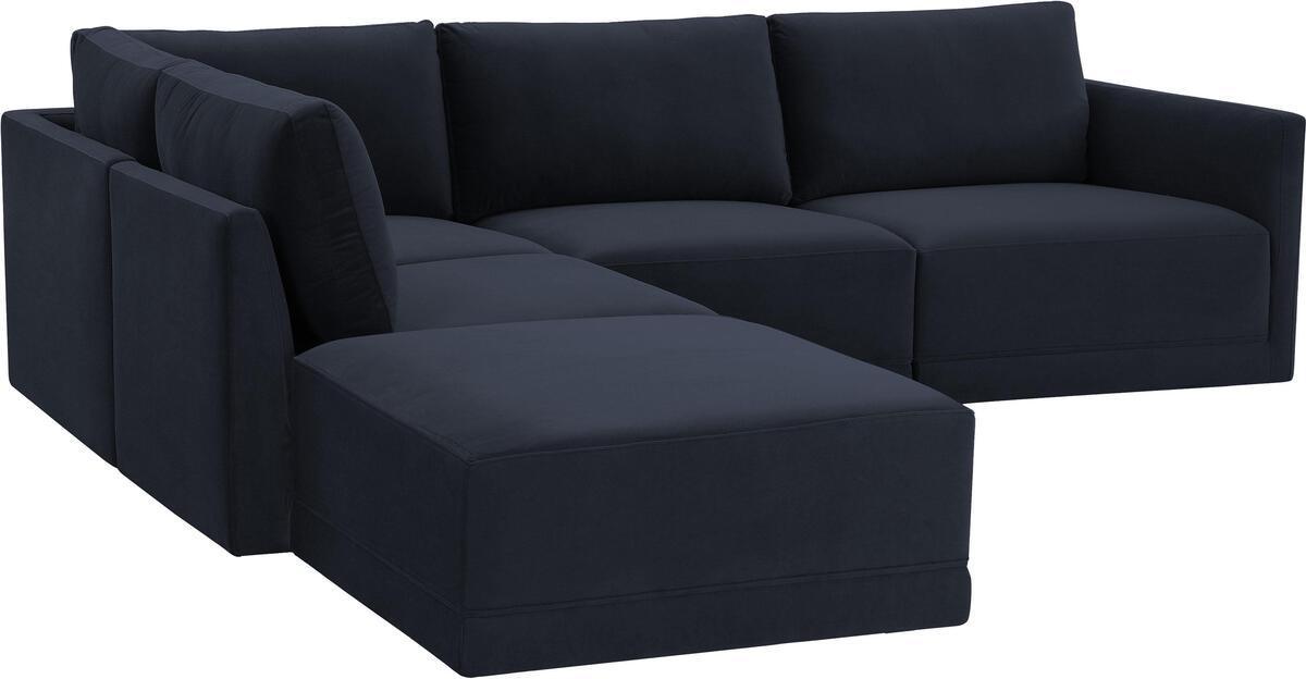 Tov Furniture Sectional Sofas - Willow Navy Modular LAF Sectional
