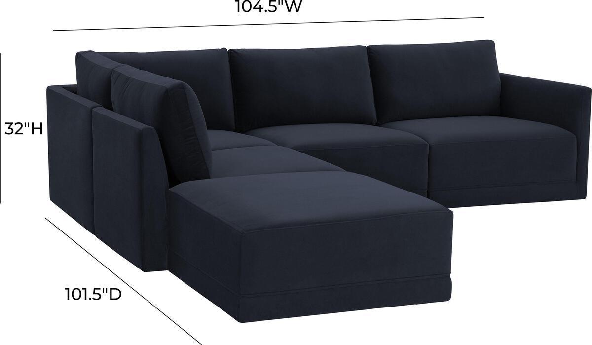 Tov Furniture Sectional Sofas - Willow Navy Modular LAF Sectional