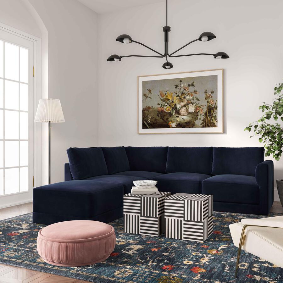 Tov Furniture Sectional Sofas - Willow Navy Modular LAF Sectional
