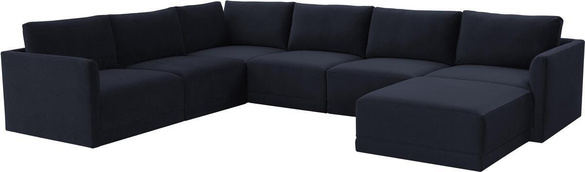 Tov Furniture Sectional Sofas - Willow Navy Modular Large Chaise Sectional