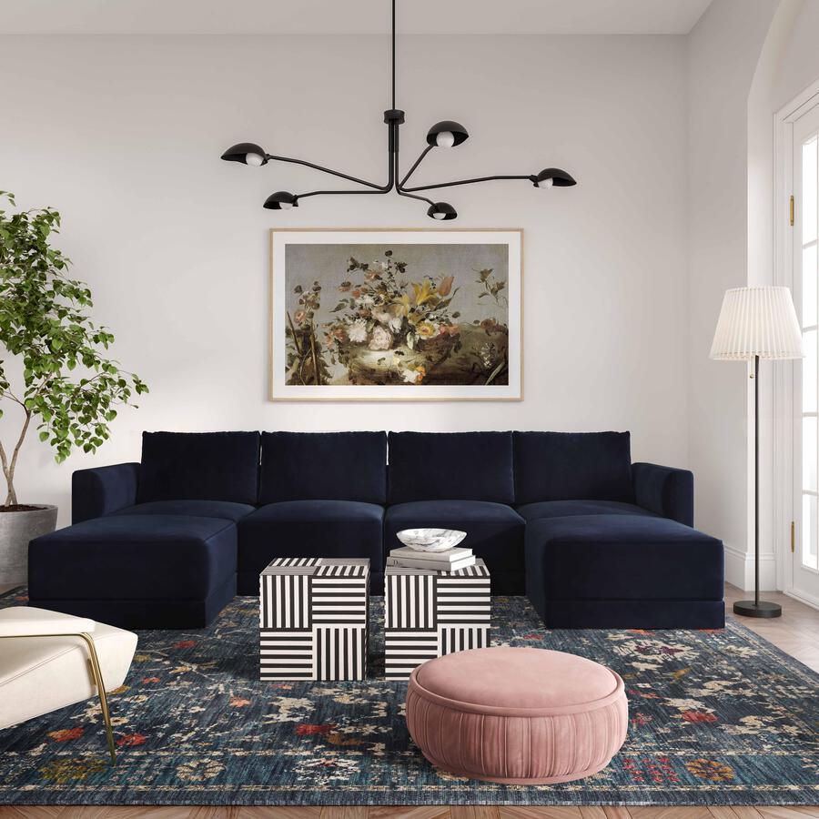 Tov Furniture Sectional Sofas - Willow Navy Modular U Sectional