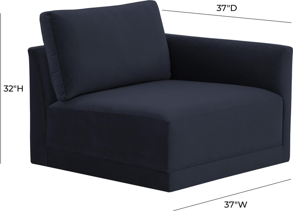 Tov Furniture Accent Chairs - Willow Navy RAF Corner Chair