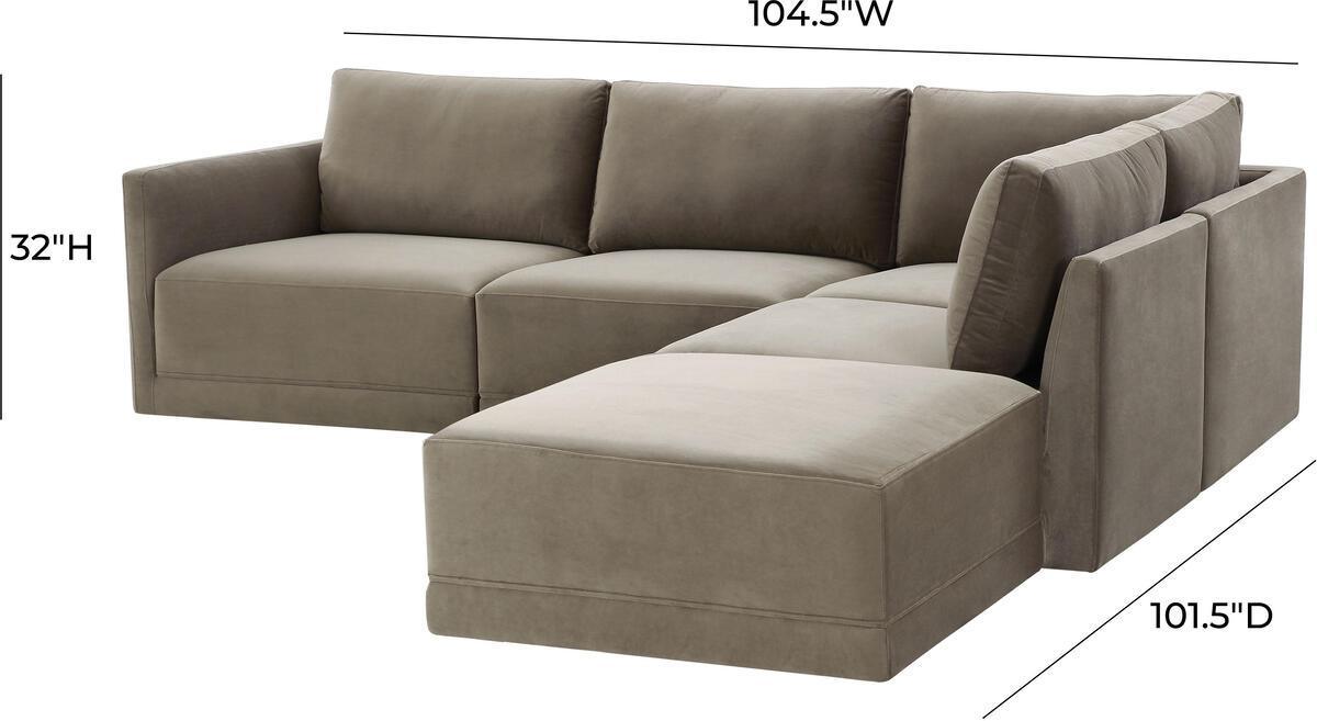 Tov Furniture Sectional Sofas - Willow Taupe Modular RAF Sectional
