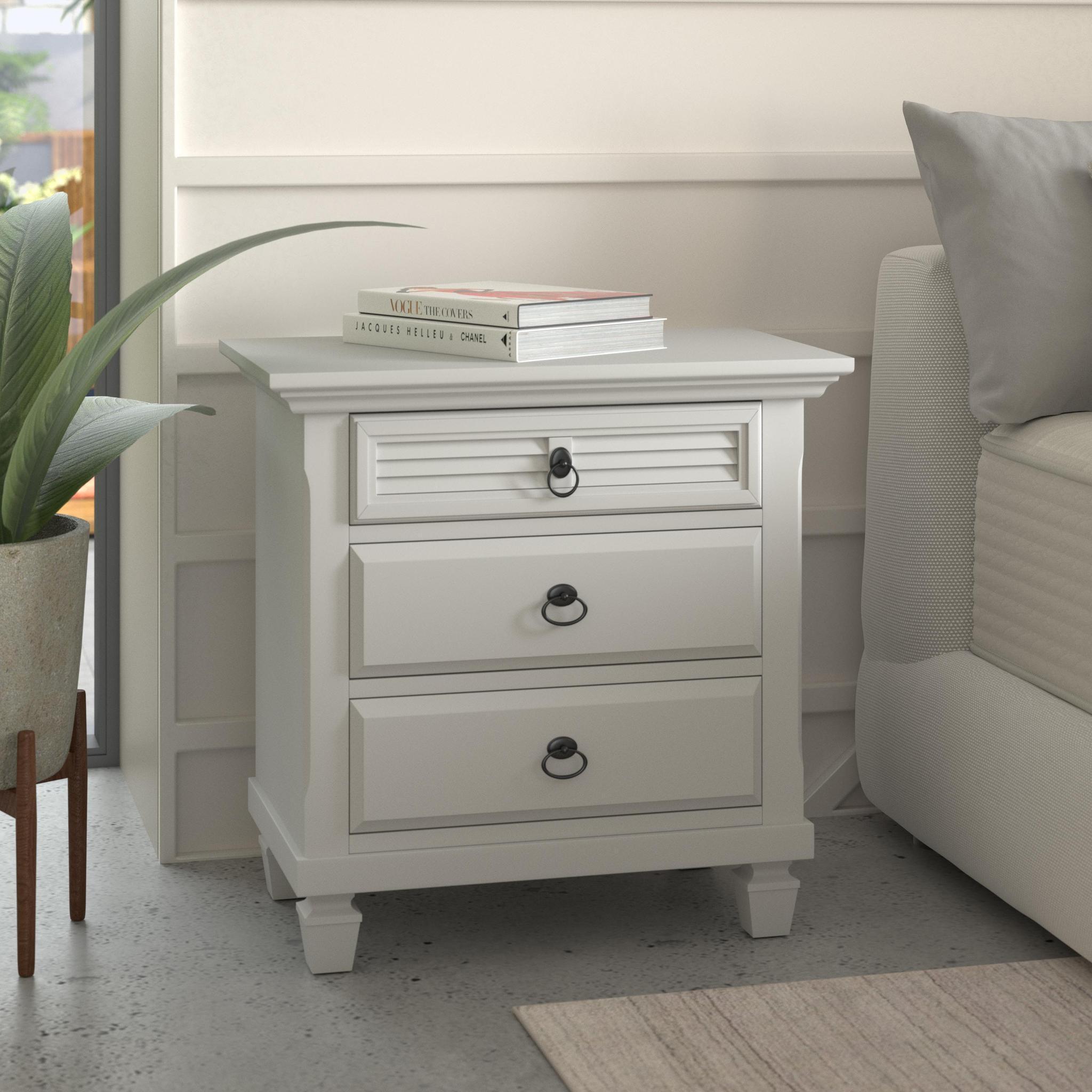 Alpine Furniture Nightstands & Side Tables - Winchester 3 Drawer Nightstand White