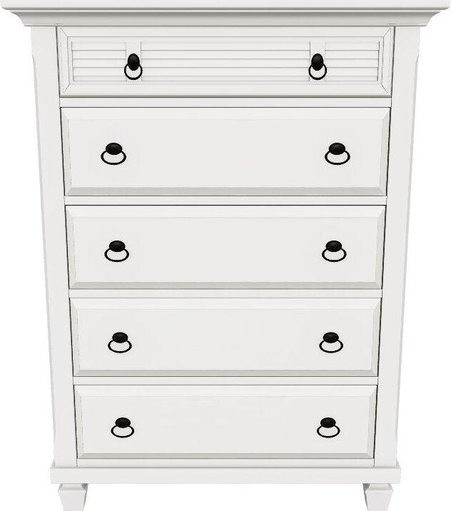 Alpine Furniture Chest of Drawers - Winchester 5 Drawer Chest White