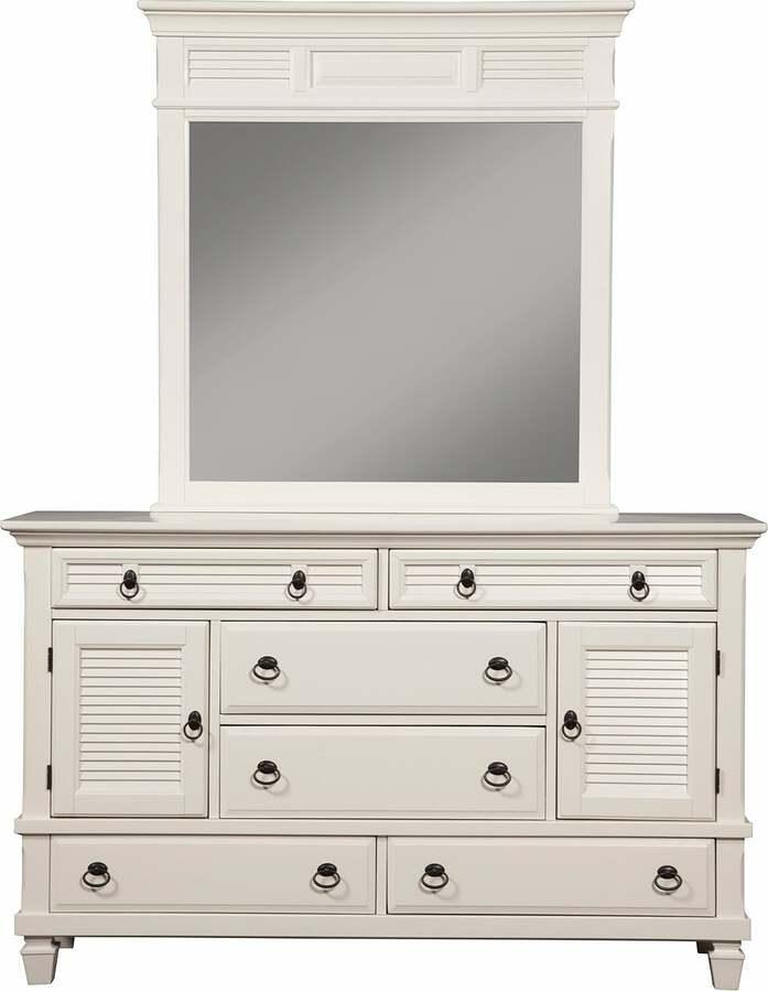 Alpine Furniture Dressers - Winchester 6 Drawer Dresser w/2 Cabinets, White