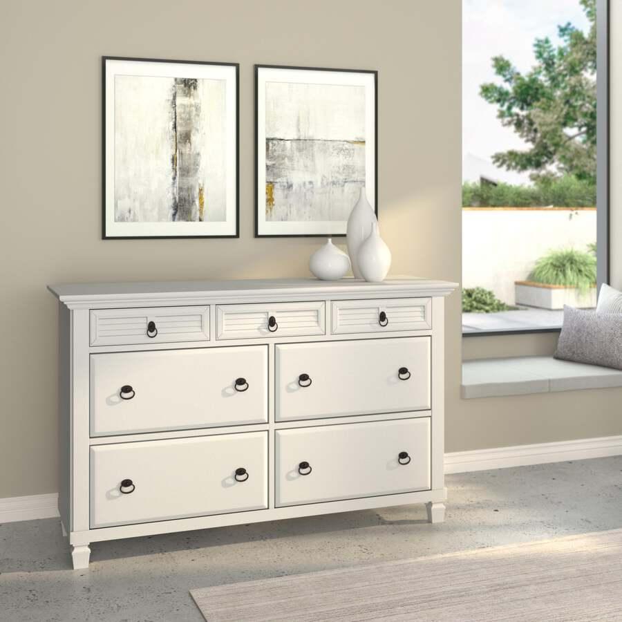 Alpine Furniture Dressers - Winchester 7 Drawer Dresser, White