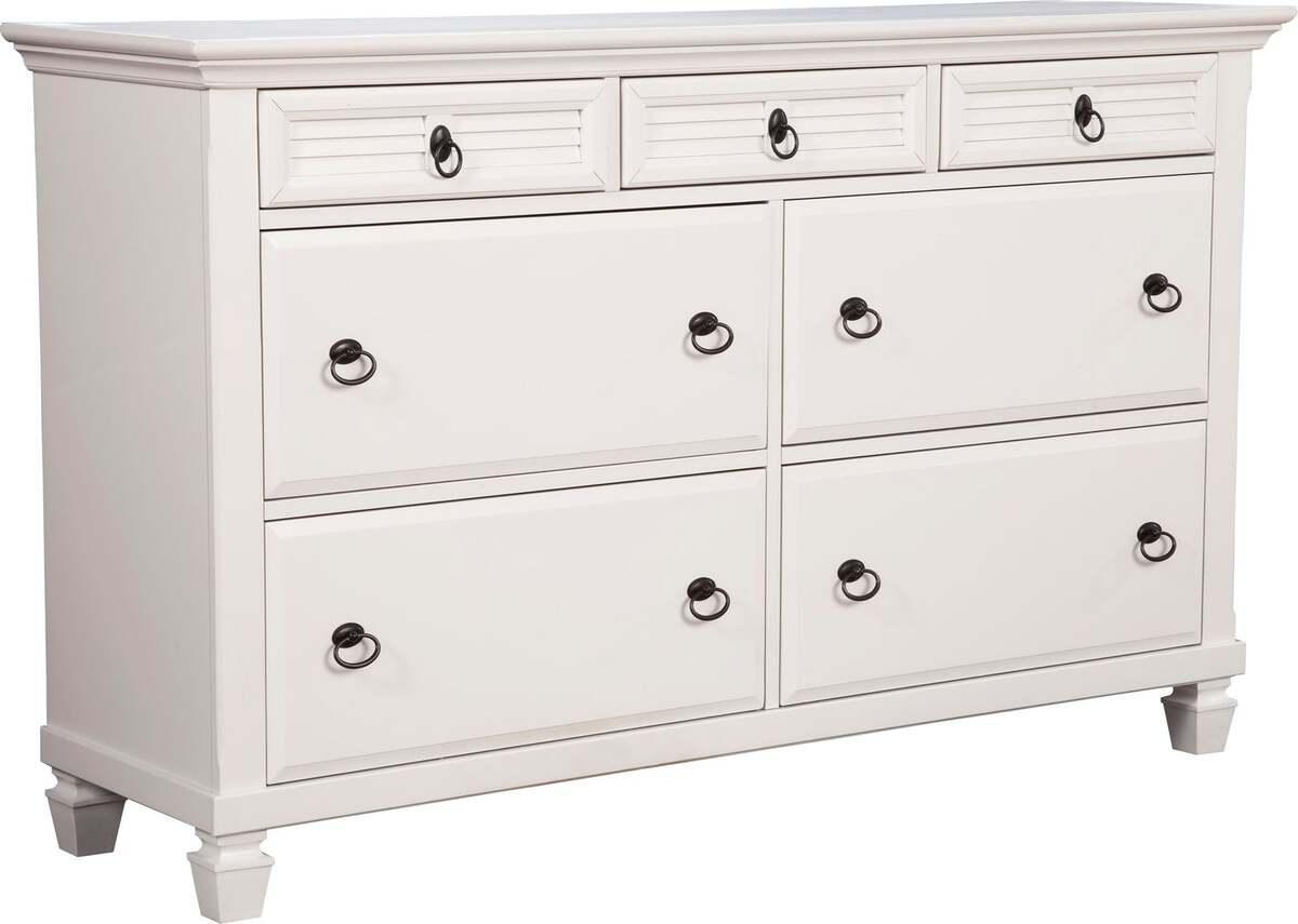 Alpine Furniture Dressers - Winchester 7 Drawer Dresser, White