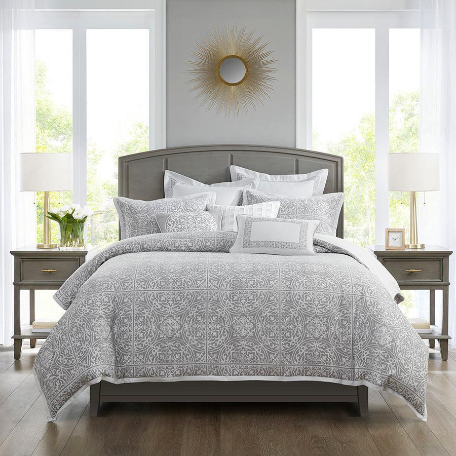 Olliix.com Comforters & Blankets - Windham Jacquard Comforter Set Grey