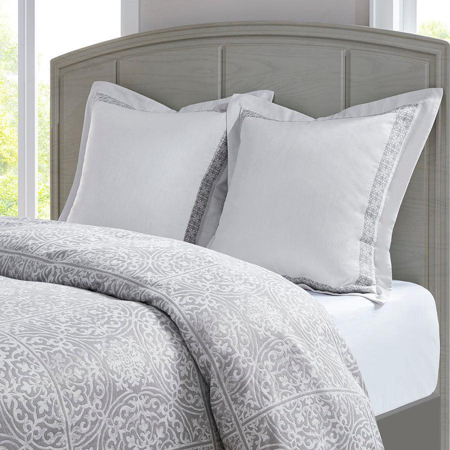 Olliix.com Comforters & Blankets - Windham Jacquard Comforter Set Grey