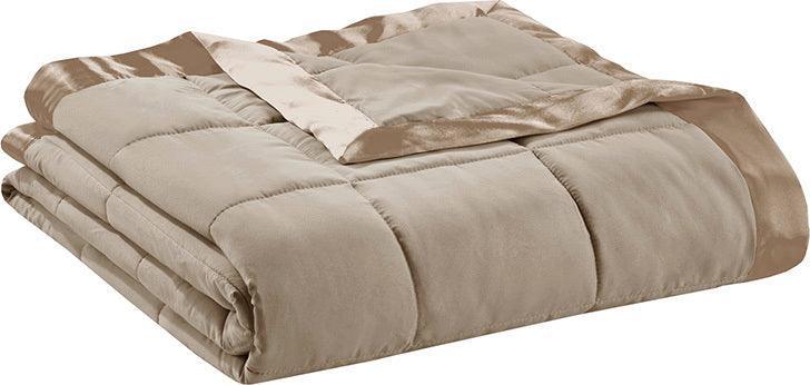 Olliix.com Comforters & Blankets - Windom Casual All Season Microfiber Down Alt Blanket with 3M Scotchgard Full/Queen Brown