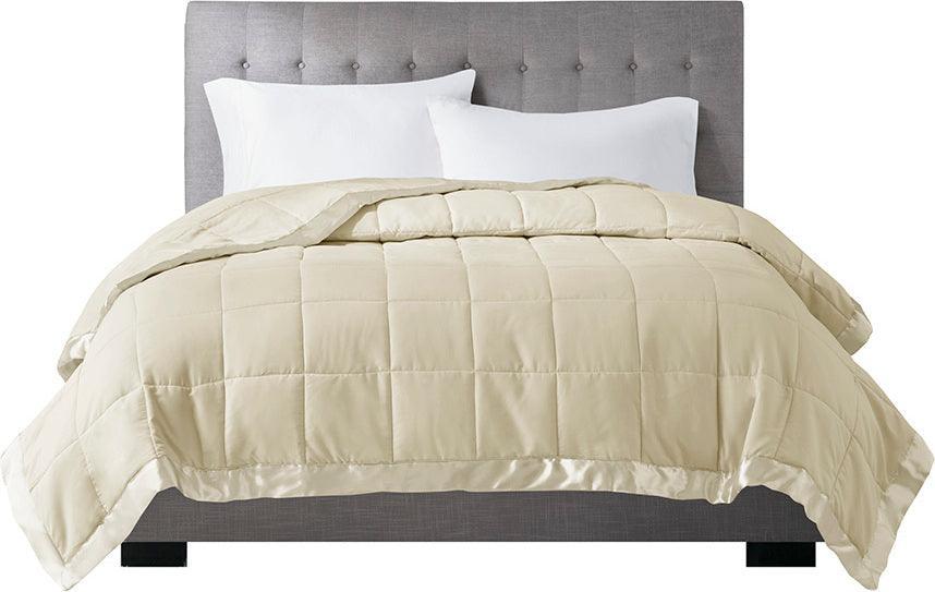 Olliix.com Comforters & Blankets - Windom Casual All Season Microfiber Down Alt Blanket with 3M Scotchgard Full/Queen Ivory