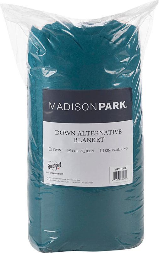 Olliix.com Comforters & Blankets - Windom Casual All Season Microfiber Down Alt Blanket with 3M Scotchgard Full/Queen Teal