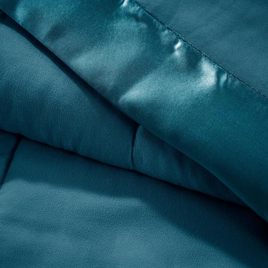 Olliix.com Comforters & Blankets - Windom Casual All Season Microfiber Down Alt Blanket with 3M Scotchgard Full/Queen Teal