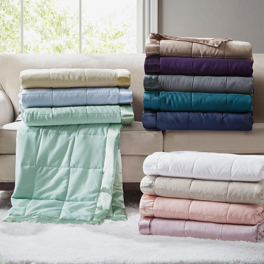 Olliix.com Comforters & Blankets - Windom Casual All Season Microfiber Down Alt Blanket with 3M Scotchgard King Blue