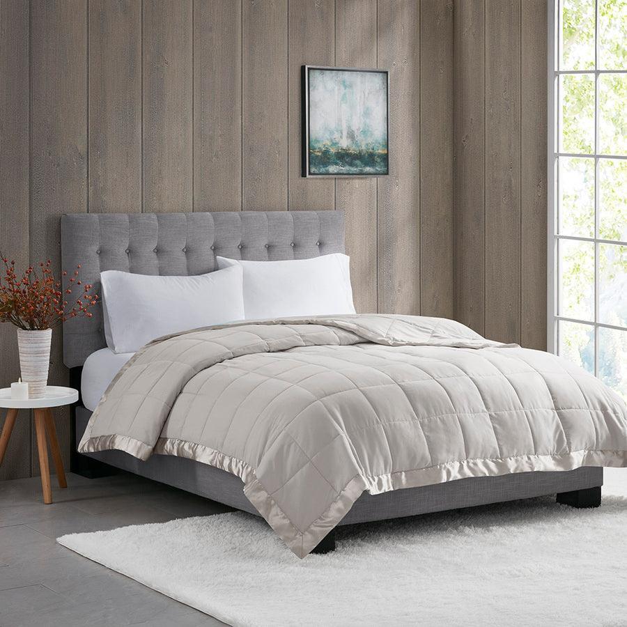 Olliix.com Comforters & Blankets - Windom Casual All Season Microfiber Down Alt Blanket with 3M Scotchgard King Gray