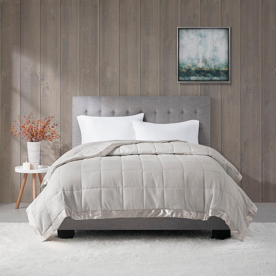 Olliix.com Comforters & Blankets - Windom Casual All Season Microfiber Down Alt Blanket with 3M Scotchgard King Gray
