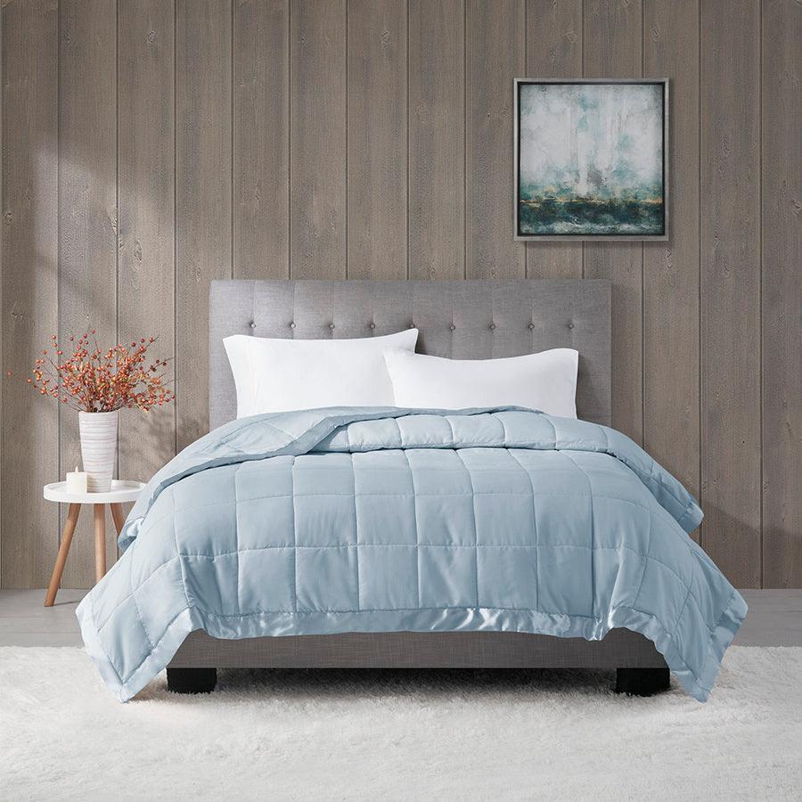 Olliix.com Comforters & Blankets - Windom Casual All Season Microfiber Down Alt Blanket with 3M Scotchgard Twin Blue