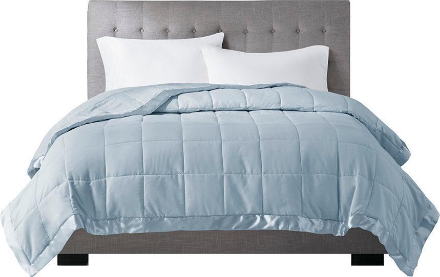 Olliix.com Comforters & Blankets - Windom Casual All Season Microfiber Down Alt Blanket with 3M Scotchgard Twin Blue