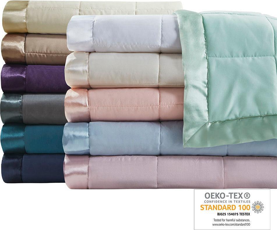 Olliix.com Comforters & Blankets - Windom Casual All Season Microfiber Down Alt Blanket with 3M Scotchgard Twin Charcoal