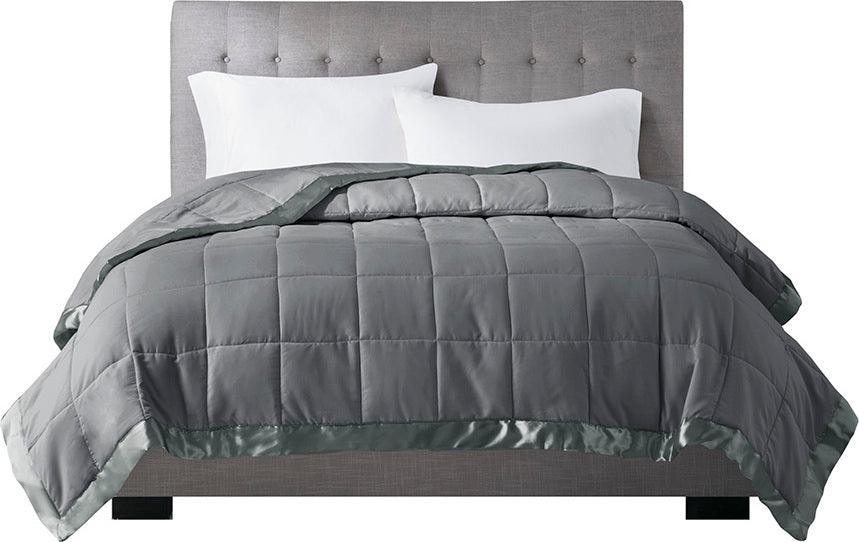 Olliix.com Comforters & Blankets - Windom Casual All Season Microfiber Down Alt Blanket with 3M Scotchgard Twin Charcoal