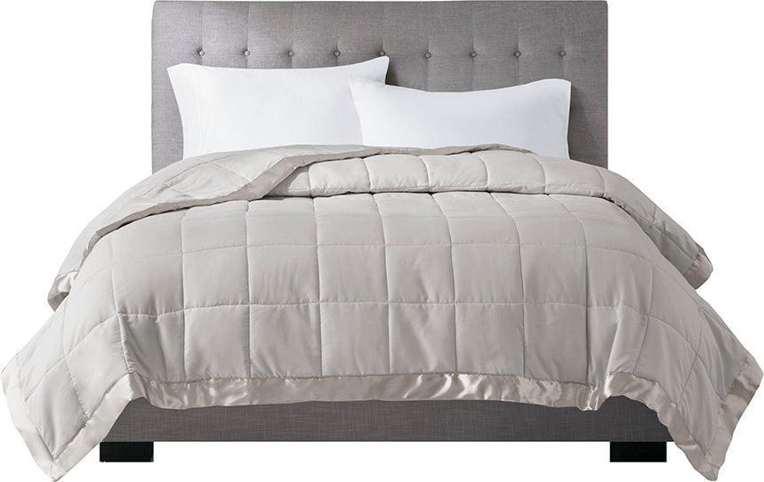 Olliix.com Comforters & Blankets - Windom Casual All Season Microfiber Down Alt Blanket with 3M Scotchgard Twin Gray