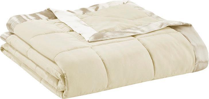 Olliix.com Comforters & Blankets - Windom Casual All Season Microfiber Down Alt Blanket with 3M Scotchgard Twin Ivory
