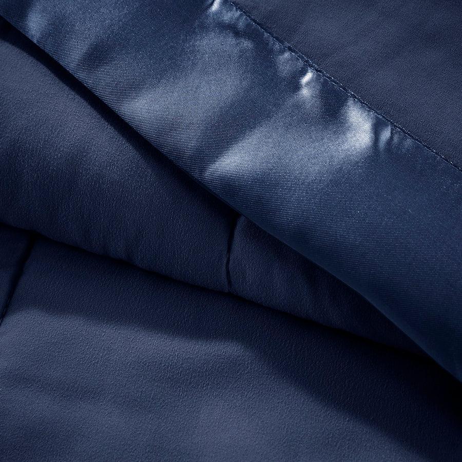 Olliix.com Comforters & Blankets - Windom Casual All Season Microfiber Down Alt Blanket with 3M Scotchgard Twin Navy