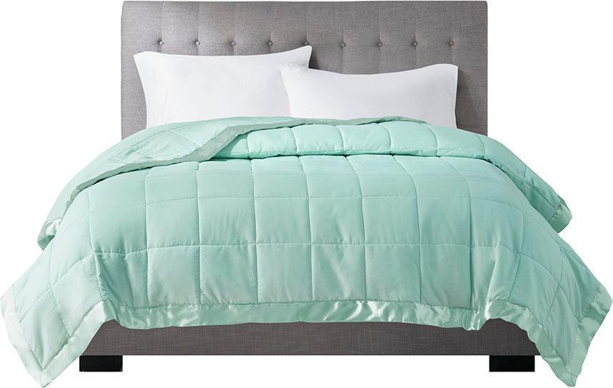 Olliix.com Comforters & Blankets - Windom Casual All Season Microfiber Down Alt Blanket with 3M Scotchgard Twin Seafoam