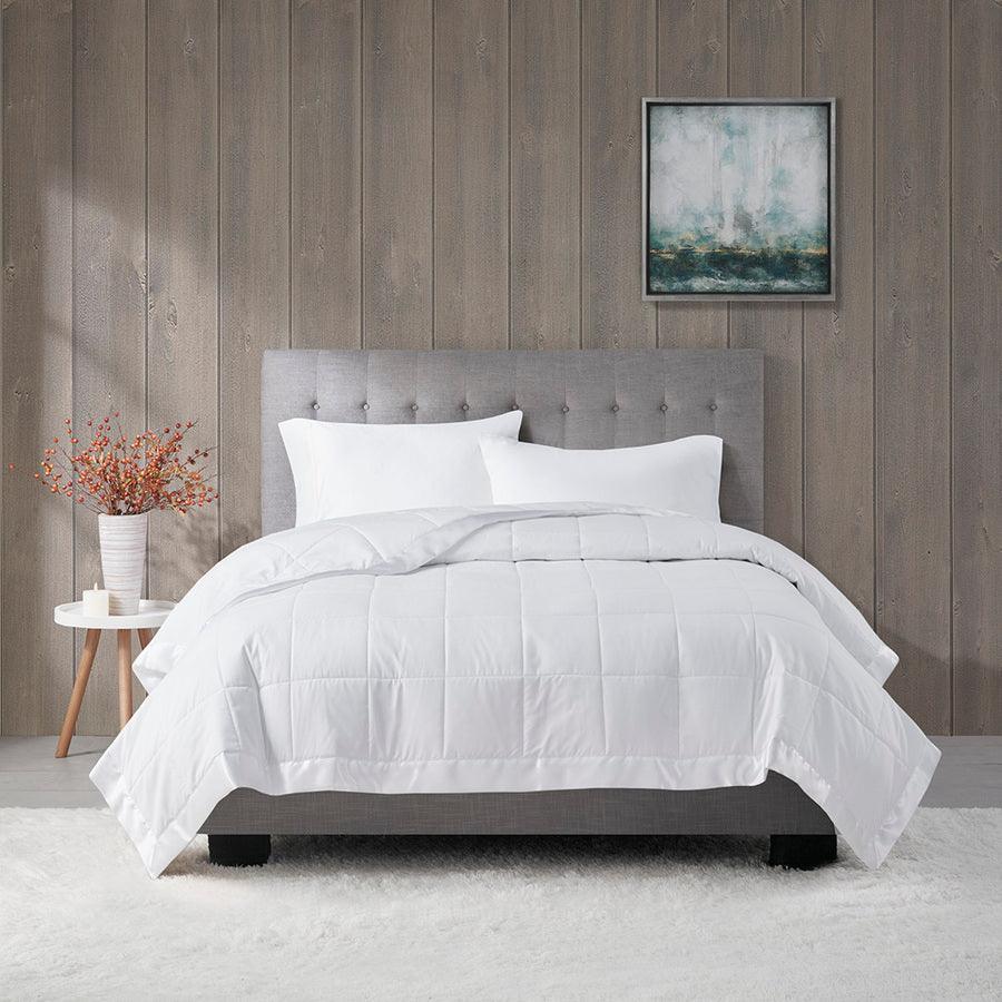 Olliix.com Comforters & Blankets - Windom Casual All Season Microfiber Down Alt Blanket with 3M Scotchgard Twin White