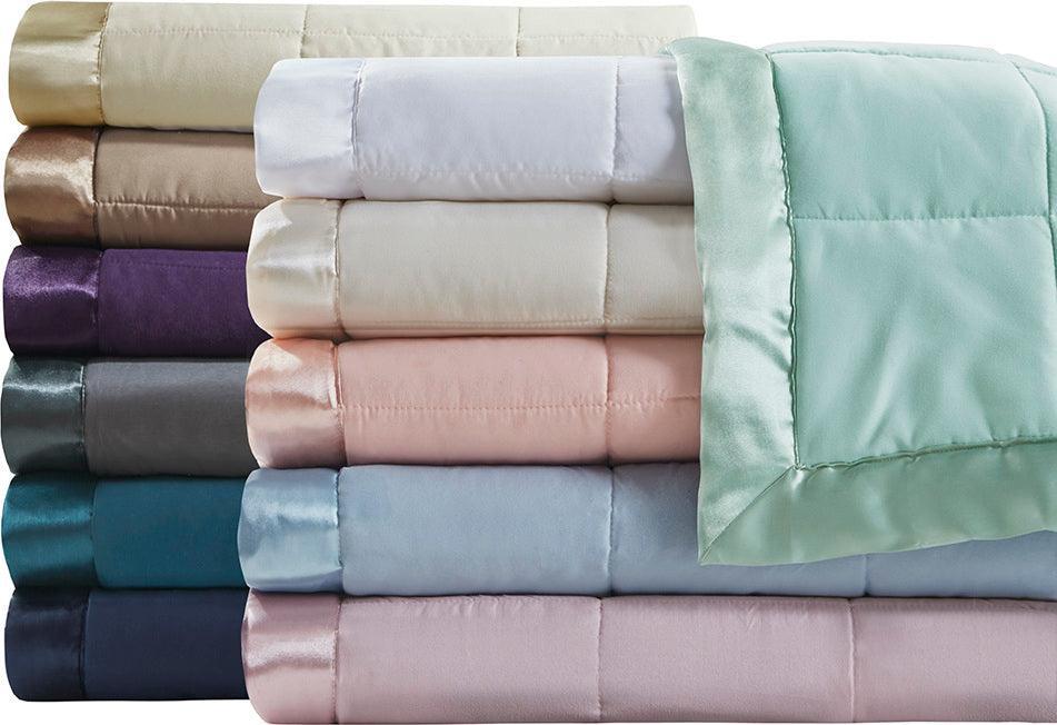 Olliix.com Comforters & Blankets - Windom Casual All Season Microfiber Down Alt Blanket with 3M Scotchgard Twin White