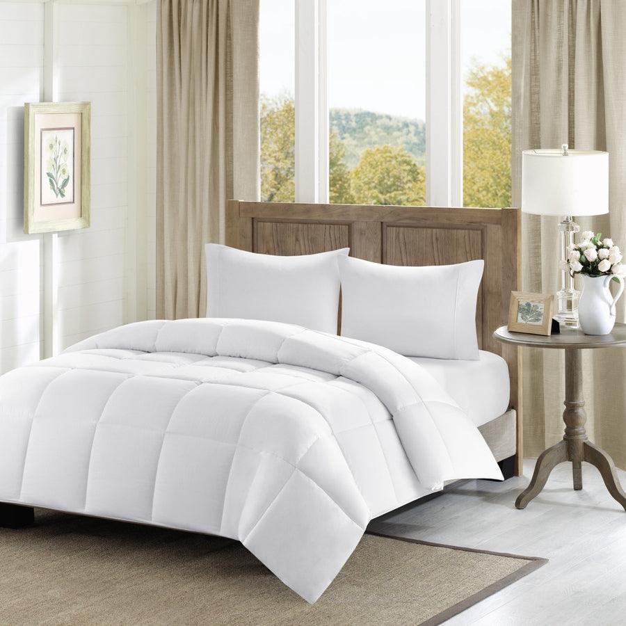 Olliix.com Comforters & Blankets - Winfield 300 TC Cotton 90 " W Percale Luxury Down Alternative Comforter White Full/Queen