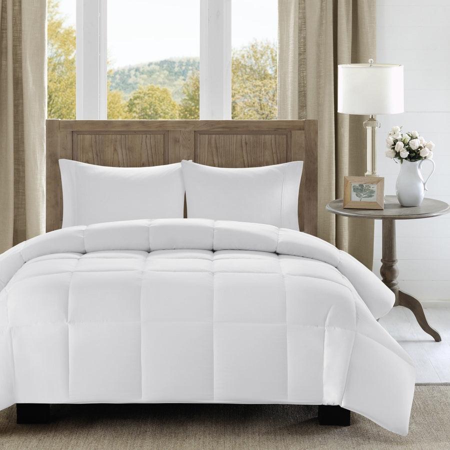 Olliix.com Comforters & Blankets - Winfield 300 TC Cotton 90 " W Percale Luxury Down Alternative Comforter White Full/Queen