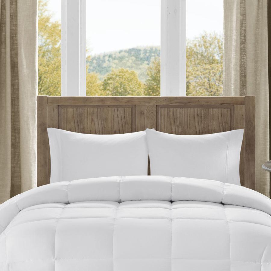 Olliix.com Comforters & Blankets - Winfield 300 TC Cotton Percale Luxury Down Alternative Comforter White King/Cal King