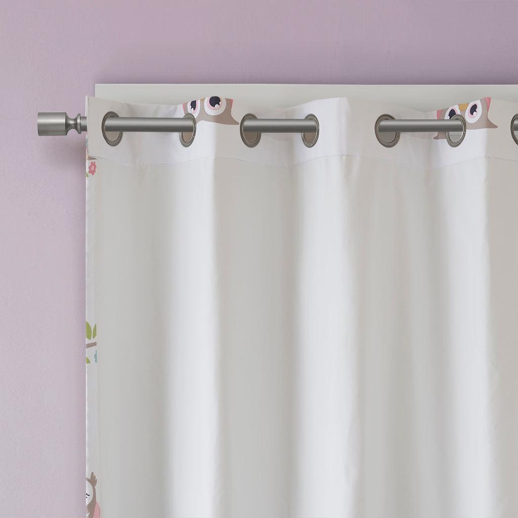 Olliix.com Curtains - Wise 63 H Wendy Owl Printed Blackout Window Panel Multi